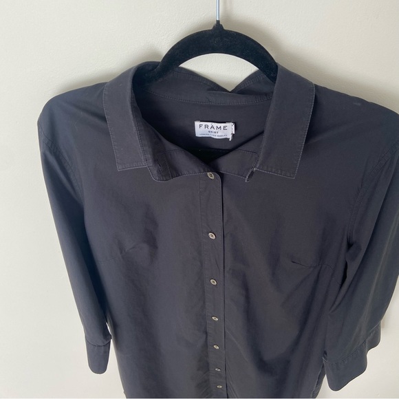 FRAME Le Poplin Shirt Dress in Black size Large - Picture 4 of 9
